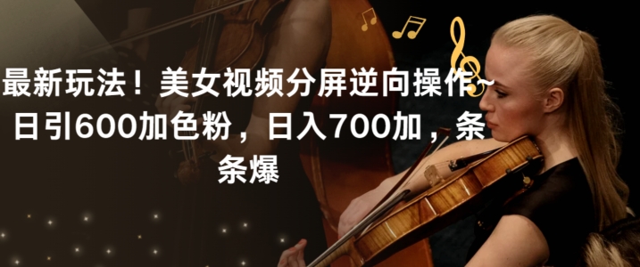 最新玩法！美女视频分屏逆向操作~日引600加色粉，日入700加，条条爆【揭秘】-沐风资源库