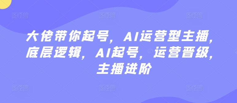 大佬带你起号，AI运营型主播，底层逻辑，AI起号，运营晋级，主播进阶-沐风资源库