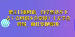 博主口播剪辑，自学坚持不下去？会剪辑不会变现？十天学会剪辑，疯狂变现收钱!-沐风资源库