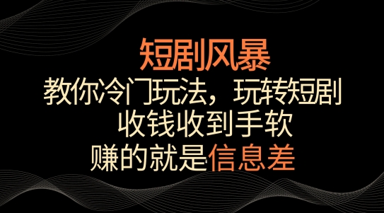 短剧风暴，教你冷门玩法，玩转短剧，收钱收到手软【揭秘】-沐风资源库
