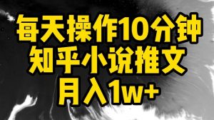 每天操作10分钟，知乎小说推文月入1w+【揭秘】-沐风资源库