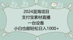 2024年蓝海项目，支付宝素材直播，无需出境，小白也能日入1000+ ，实操教程【揭秘】-沐风资源库