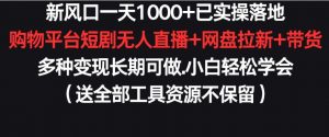 新风口一天1000+已实操落地购物平台短剧无人直播+网盘拉新+带货多种变现长期可做【揭秘】-沐风资源库