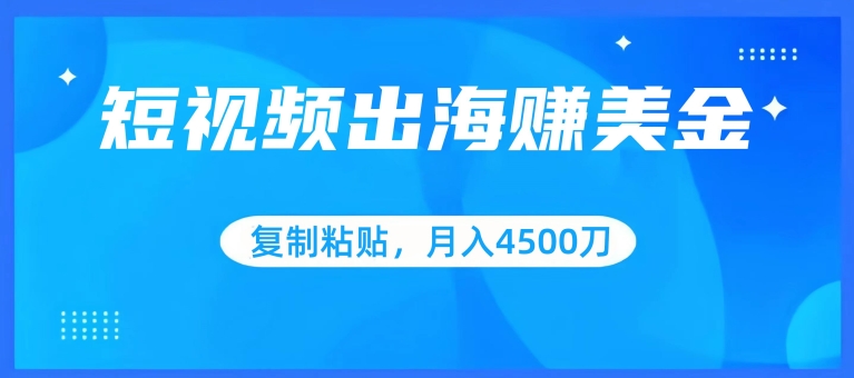 短视频出海赚美金，复制粘贴批量操作，小白轻松掌握，月入4500美刀【揭秘】-沐风资源库