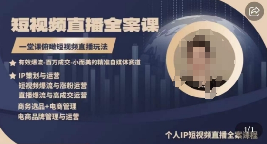 高品质IP短视频直播全案课程，一堂课俯瞰短视频直播玩法-沐风资源库