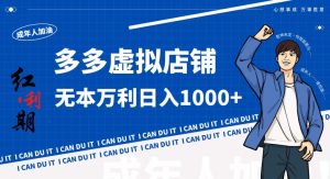 拼多多超神玩法！虚拟店铺无本入局日收1000+，不需要发货，不需要售后【揭秘】-沐风资源库