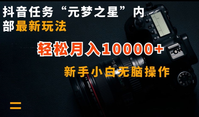 抖音任务“元梦之星”内部最新玩法，新手小白无脑操作，轻松月入10000+【揭秘】-沐风资源库
