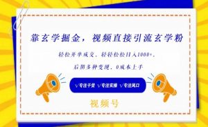 靠玄学掘金，视频直接引流玄学粉， 轻松开单成交，后期多种变现，0成本上手【揭秘】-沐风资源库