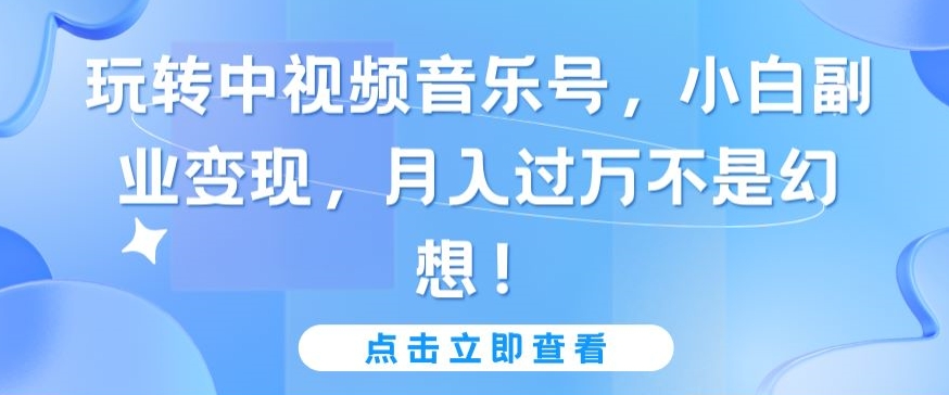 玩转中视频音乐号，小白副业变现，月入过万不是幻想【揭秘】-沐风资源库