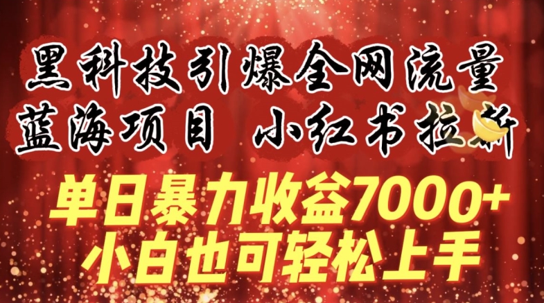 蓝海项目!黑科技引爆全网流量小红书拉新，单日暴力收益7000+，小白也能轻松上手【揭秘】-沐风资源库