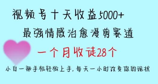 十天收益5000+，多平台捞金，视频号情感治愈漫剪，一个月收徒28个，小白一部手机轻松上手【揭秘】-沐风资源库