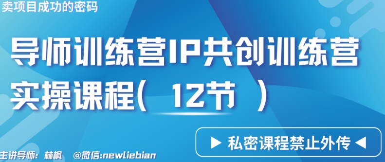 导师训练营3.0IP共创训练营私密实操课程（12节）-卖项目的密码成功秘诀【揭秘】-沐风资源库