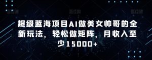 超级蓝海项目AI做美女帅哥的全新玩法，轻松做矩阵，月收入至少15000+【揭秘】-沐风资源库