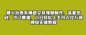 爆火治愈系情感文案视频制作，流量密码，冷门赛道，小白轻松上手月入过万保姆级实操教程【揭秘】-沐风资源库