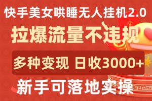 快手美女哄睡无人挂机2.0.拉爆流量不违规，多种变现途径，日收3000+，新手可落地实操【揭秘】-沐风资源库