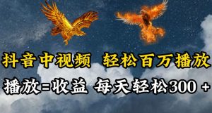 抖音中视频轻松百万播放，有播放就有收益，每天轻松两三张【揭秘】-沐风资源库