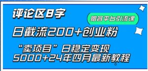 抖音评论区8字日截流200+创业粉 “卖项目”日稳定变现5000+【揭秘】-沐风资源库