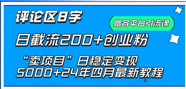 抖音评论区8字日截流200+创业粉 “卖项目”日稳定变现5000+【揭秘】-沐风资源库