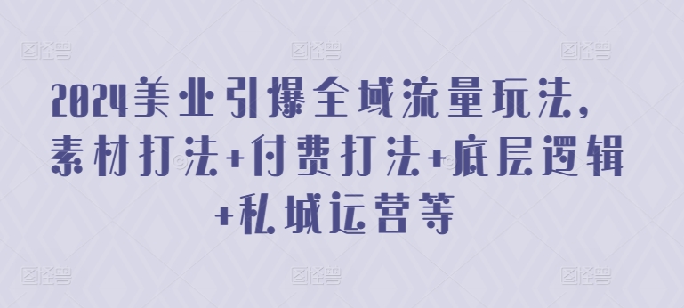 2024美业引爆全域流量玩法，素材打法 付费打法 底层逻辑 私城运营等-沐风资源库