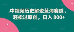 中视频历史解说蓝海赛道，轻松过原创，日入 800+【揭秘】-沐风资源库
