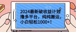 2024最新破收益计划撸多平台，纯纯搬运，小白轻松1000+【揭秘】-沐风资源库
