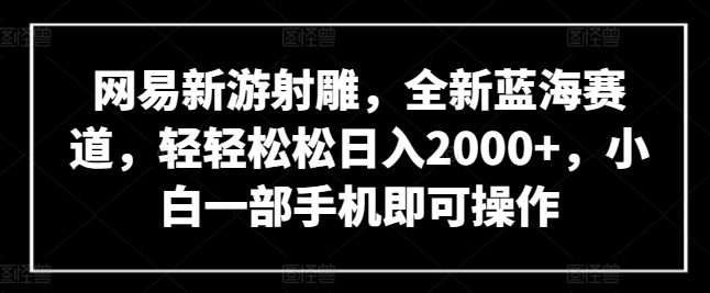 网易新游射雕，全新蓝海赛道，轻轻松松日入2000+，小白一部手机即可操作【揭秘】-沐风资源库