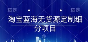 淘宝蓝海无货源定制细分项目，从0到起店实操全流程【揭秘】-沐风资源库