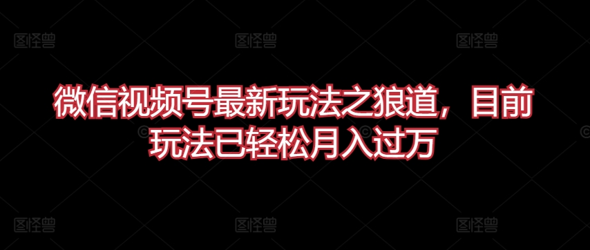 微信视频号最新玩法之狼道,目前玩法已轻松月入过万【揭秘】-沐风资源库