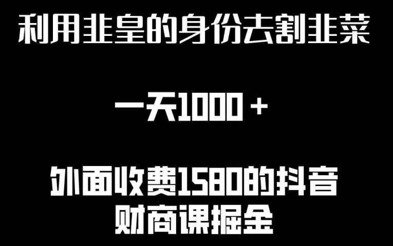 利用非皇的身份去割韭菜，一天1000+(附详细资源)【揭秘】-沐风资源库