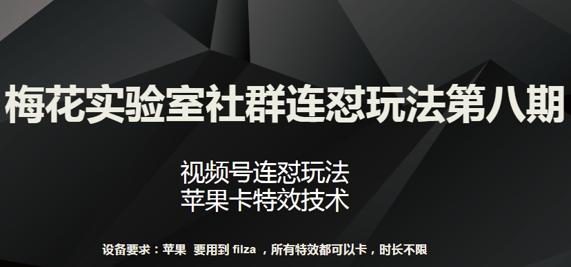 梅花实验室社群连怼玩法第八期，视频号连怼玩法 苹果卡特效技术【揭秘】-沐风资源库