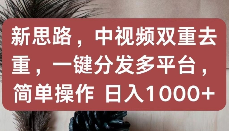 新思路，中视频双重去重，一键分发多平台，简单操作，日入1000+【揭秘】-沐风资源库