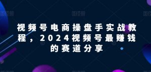 视频号电商实战教程，2024视频号最赚钱的赛道分享-沐风资源库