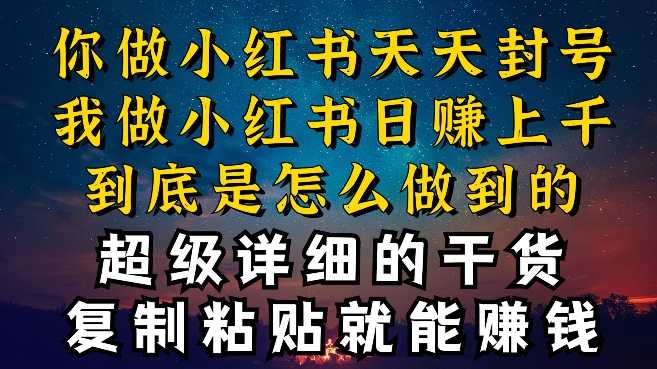 都知道小红书能引流私域变现，可为什么我能一天引流几十人变现上千，但你却频频封号违规被限流【揭秘】-沐风资源库