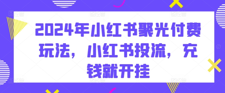 2024年小红书聚光付费玩法，小红书投流，充钱就开挂-沐风资源库