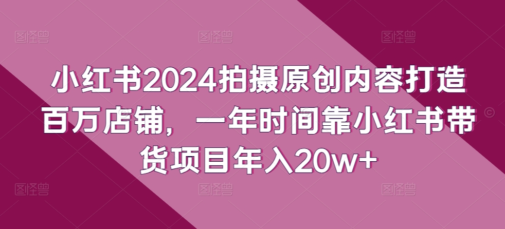 小红书2024拍摄原创内容打造百万店铺，一年时间靠小红书带货项目年入20w+-沐风资源库