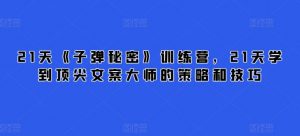 21天《子弹秘密》训练营,21天学到顶尖文案大师的策略和技巧-沐风资源库
