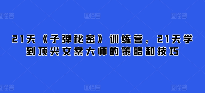 21天《子弹秘密》训练营,21天学到顶尖文案大师的策略和技巧-沐风资源库