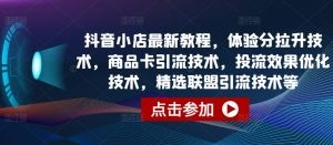抖音小店最新教程，体验分拉升技术，商品卡引流技术，投流效果优化技术，精选联盟引流技术等-沐风资源库