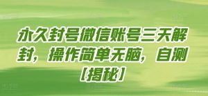 永久封号微信账号三天解封，操作简单无脑，自测【揭秘】-沐风资源库