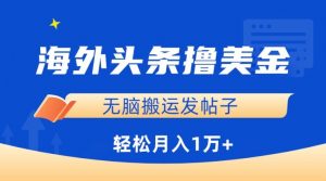 海外头条撸美金，无脑搬运发帖子，月入1万+，小白轻松掌握【揭秘】-沐风资源库