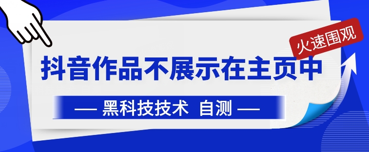 抖音黑科技：抖音作品不展示在主页中【揭秘】-沐风资源库