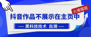 抖音黑科技：抖音作品不展示在主页中【揭秘】-沐风资源库