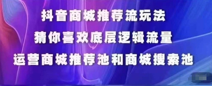 抖音商城运营课程，猜你喜欢入池商城搜索商城推荐人群标签覆盖-沐风资源库