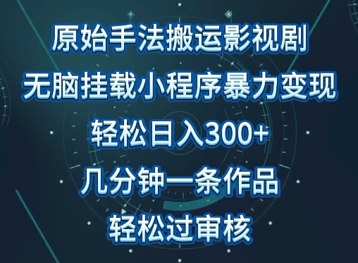 原始手法影视搬运,无脑搬运影视剧,单日收入300+,操作简单,几分钟生成一条视频,轻松过审核【揭秘】-沐风资源库