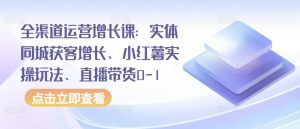 全渠道运营增长课：实体同城获客增长、小红薯实操玩法、直播带货0-1-沐风资源库