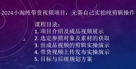 2024小淘纯带货视频项目，无需自己实拍纯剪辑操作-沐风资源库