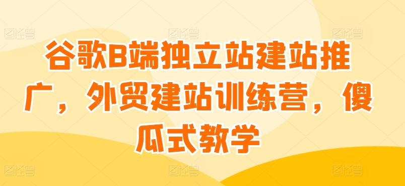 谷歌B端独立站建站推广，外贸建站训练营，傻瓜式教学-沐风资源库