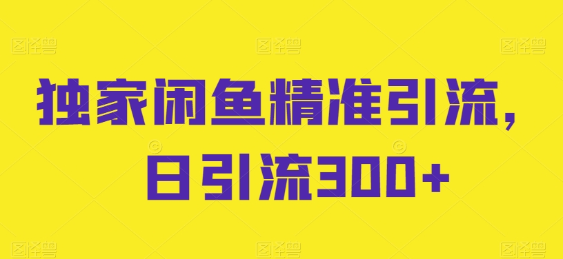 独家闲鱼精准引流，日引流300+【揭秘】-沐风资源库
