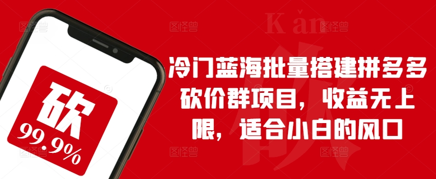 冷门蓝海批量搭建拼多多砍价群项目，收益无上限，适合小白的风口【揭秘】-沐风资源库
