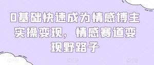 0基础快速成为情感博主实操变现，情感赛道变现野路子-沐风资源库